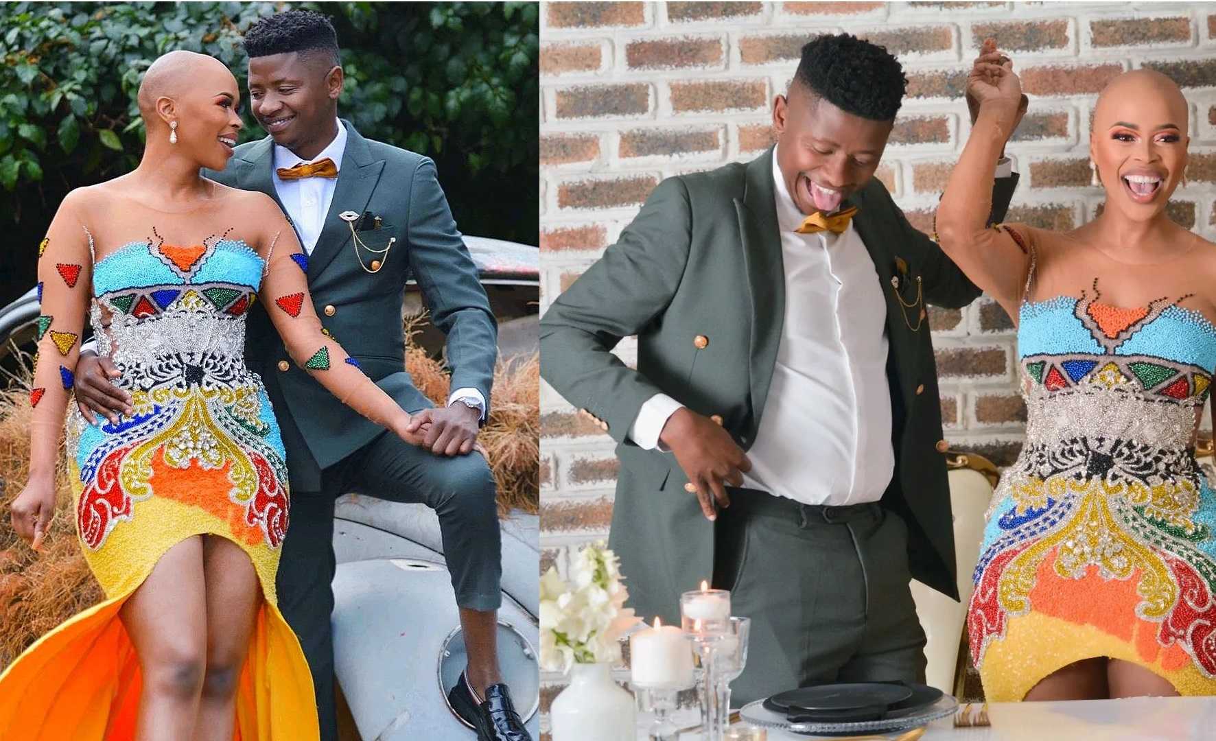 Gomora Actor ‘sizwe Ayanda Daweti And Wife Aaliyahs Wedding Outfits Impress Mzansi Fashion